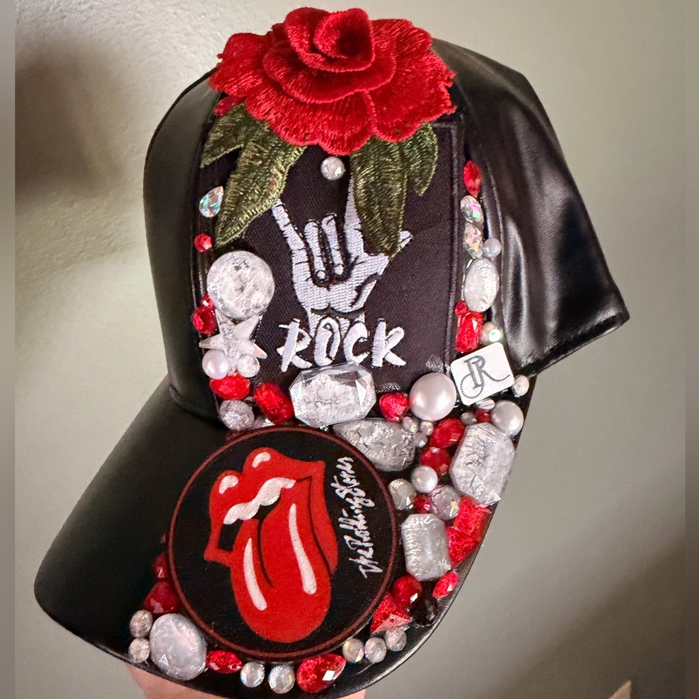 Embellished Black Rock 🤘🏻 🎸 & Roll Hat by Rakel J